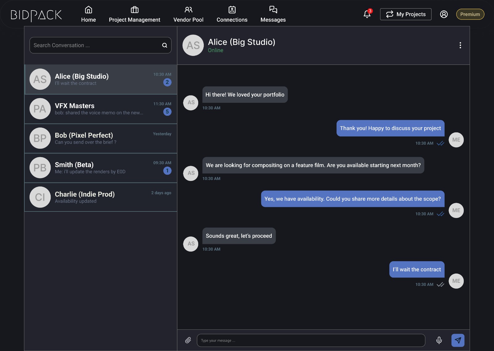 Collaborate in real time with your vendors